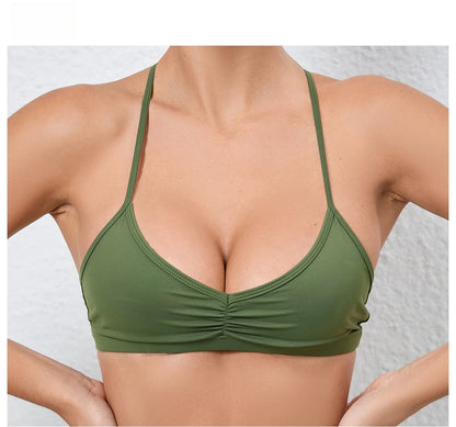 Yoga Sports Bra - Lightweight Nylon Spandex Multi Wear Crop Top with Removable Straps