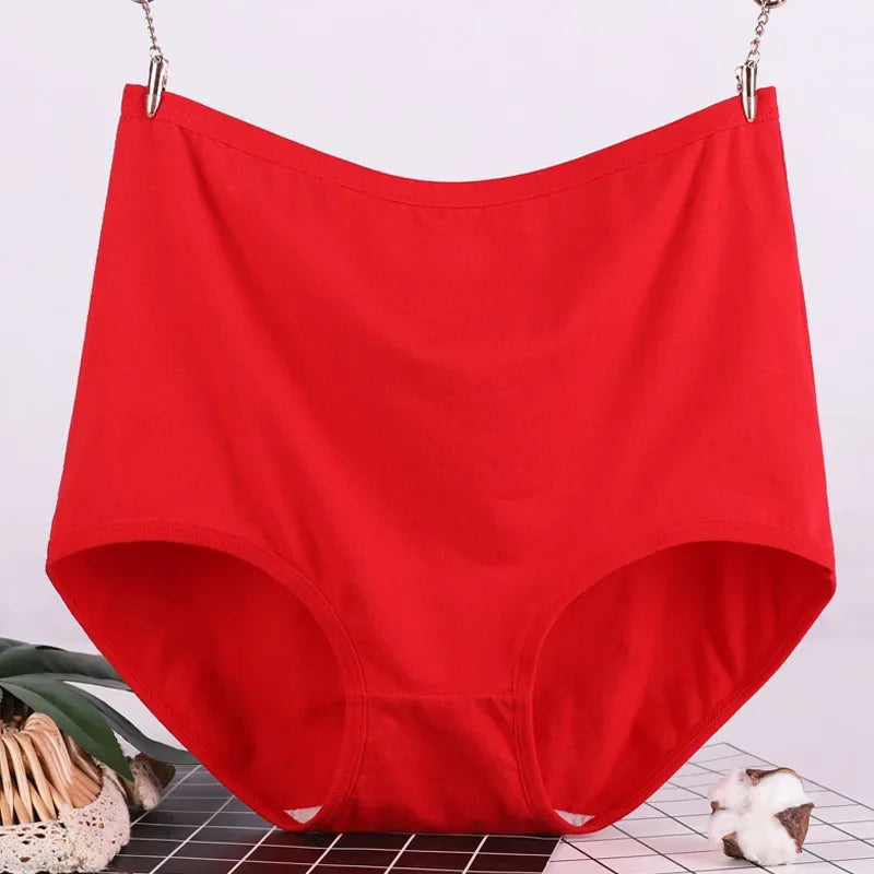 3pcs Cotton Women Panties Lady Plus Size Underwear Large Size High Waist Briefs Breathable Solid Color Female Lingerie