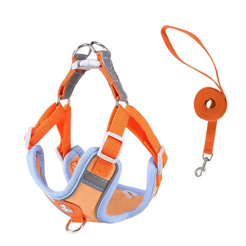 Adjustable dog harness no pull cute cat soft walking leash set pet dog vest vest teddy beagle suitable for small and medium dogs