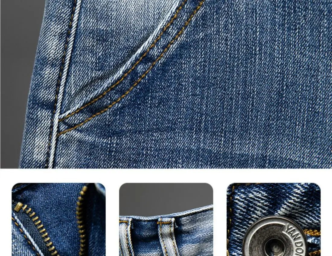 Denim Shorts Men – Casual Summer Knee Length Jean Shorts with Multiple Pockets