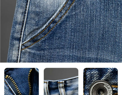 Denim Shorts Men – Casual Summer Knee Length Jean Shorts with Multiple Pockets