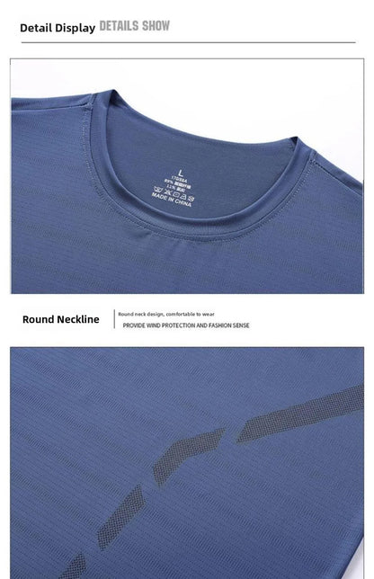 Men's Ice-Silk T-Shirt – Quick-Dry Breathable Round-Neck Tee (Plus Size)