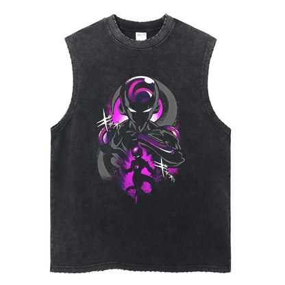 Vintage Vest Washed T-Shirt Anime Dragon Ball Graphic Tank Top Cotton Sleeveless Streetwear Loose GYM T Shirt Men's Clothing