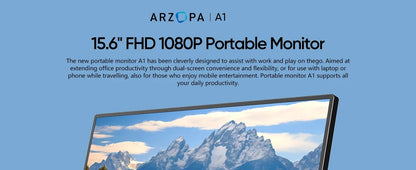 Portable Monitor 15.6 Inch – FHD 1080P IPS USB-C Mini HDMI External Second Screen with Built-In Speaker