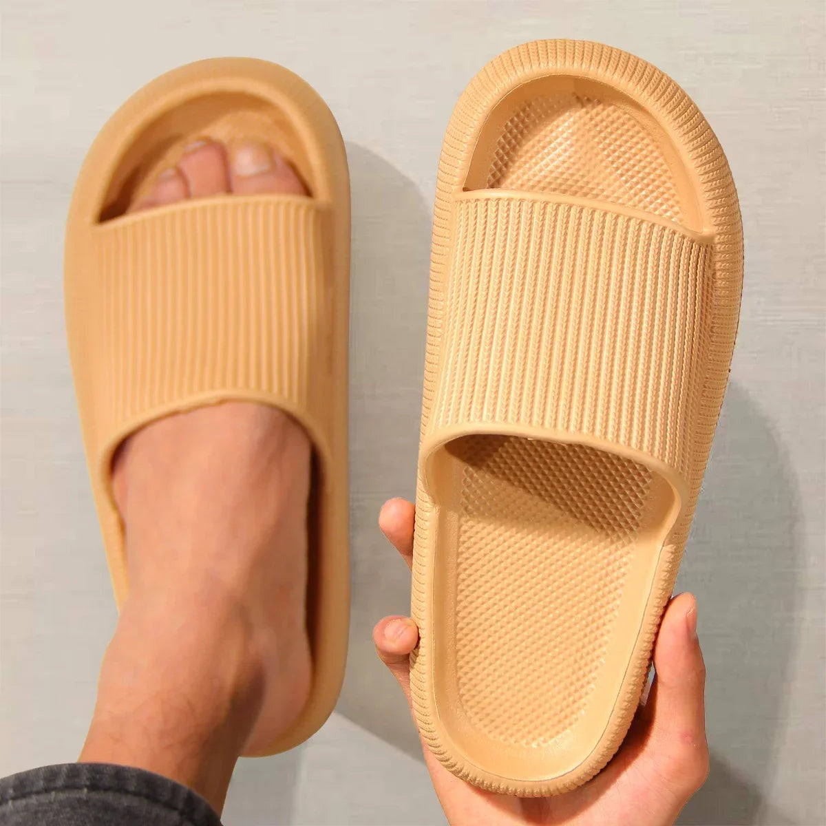 Eva's Simple Men's Slippers For Man Size 45 Poop Slippers. Wearing Soft-Soled Anti-Slip Shoes In Summer. And Women's Slippers
