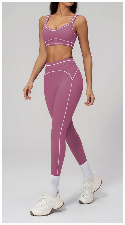 Fitness Suit 2PCS Yoga Set Women's Tracksuit Sports Outfits Gym Running Push Up Sportswear Legging Athletic Wear Workout Clothes