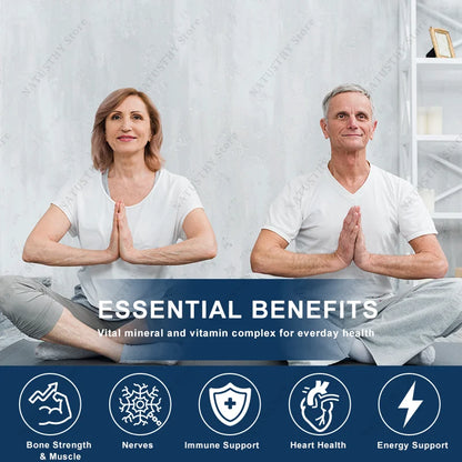 Magnesium Glycinate Supplement 500mg & Zinc, Vitamin D3 B6 High Absorption Support for Women & Men Mineral Vegan Capsules