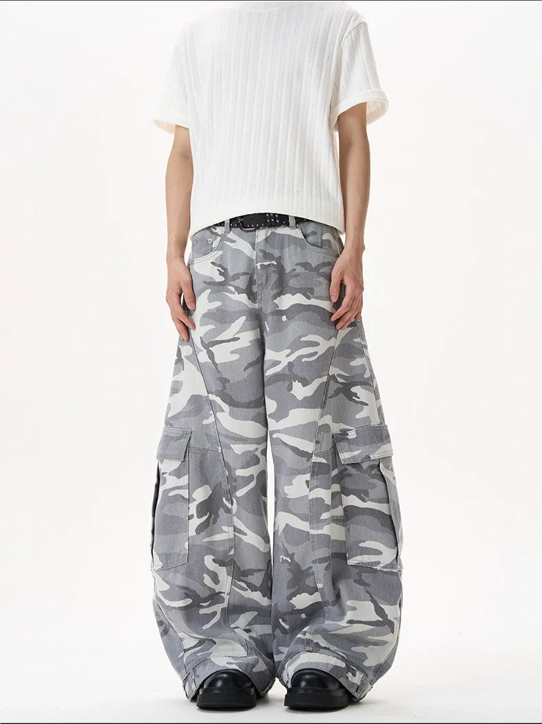 Camo Men's Baggy Jeans American Style Y2K Denim Pants Wide Leg Office-to-Street Trousers Outdoor Streetwear Hip-Hop Pants