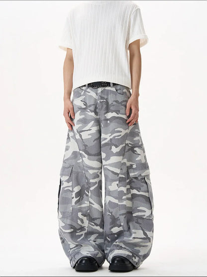 Camo Men's Baggy Jeans American Style Y2K Denim Pants Wide Leg Office-to-Street Trousers Outdoor Streetwear Hip-Hop Pants