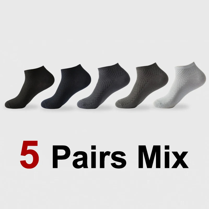 1/5 Pairs Men Bamboo Fiber Business Ankle Socks Spring Summer Lightweight Breathable Odor Proof Sweat Absorbing Leisure Socks