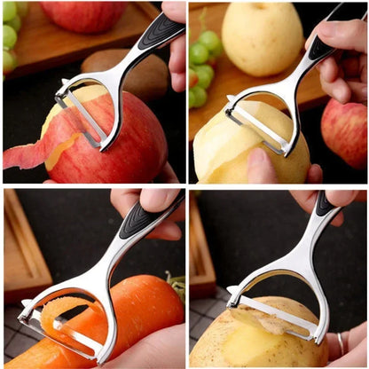 Stainless Steel Peeler - Multi Function Vegetable & Fruit Peeler with Julienne Slicer