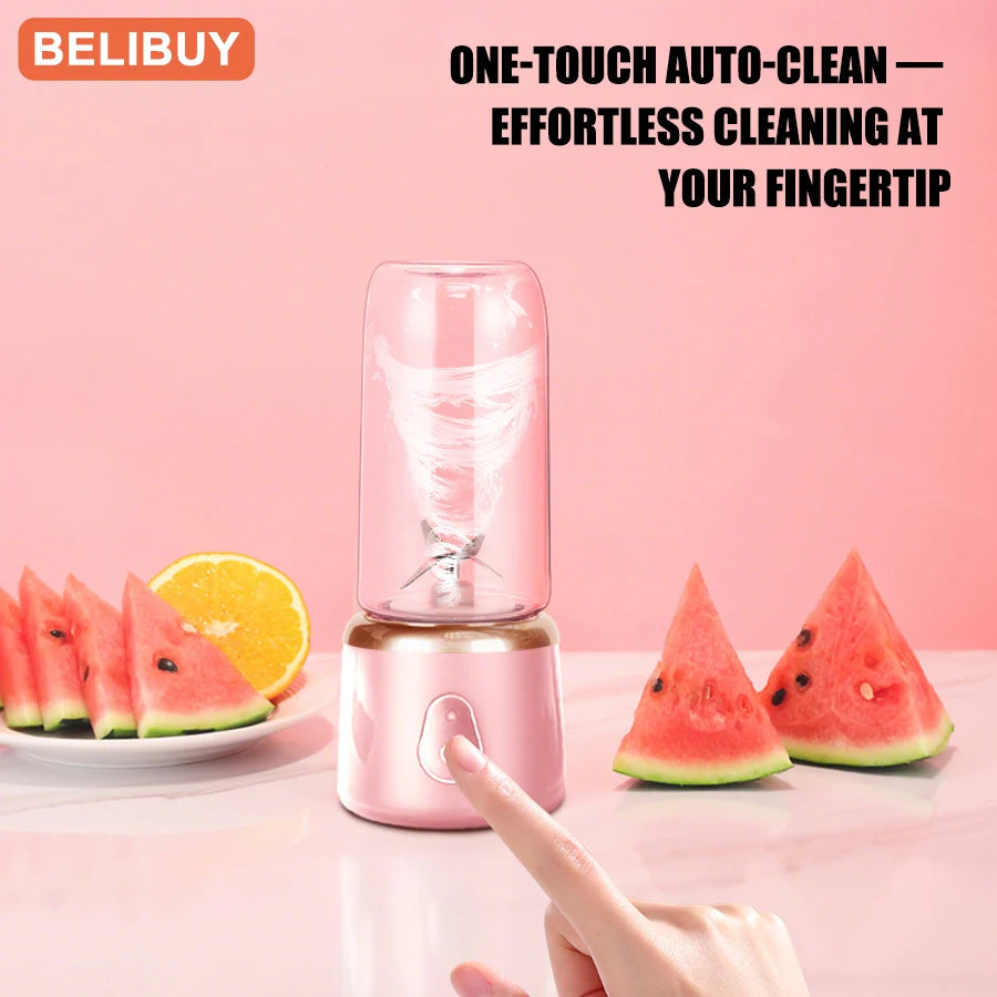 Portable USB Fruit Juicer Blender - Multifunctional Mini Juice Mixer with 6 Blades