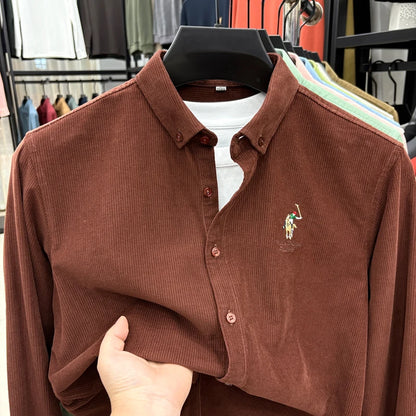 Spring and Autumn New 100% Cotton Long Sleeve Shirt for Men's Business, Leisure, Skin Friendly, Comfortable Collar Shirt Coat
