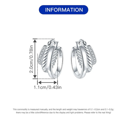 Orstarry S925 Sterling Silver Square Chain With Stone Inlaid Earrings Hoop Earrings For Women Jewelry Original Party Trendy Gift