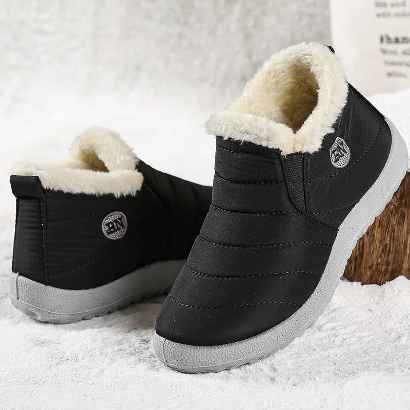 Men Winter Boots – Waterproof Ankle Snow Boots With Plush Lining & Low Heel