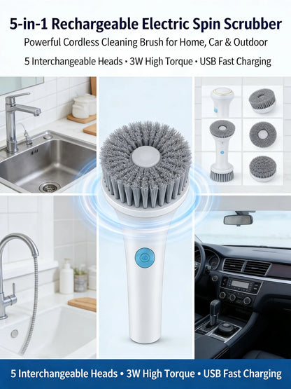 Effortless Electric Grease Scrubber, Rechargeable Cordless Power Cleaning Brush, for Kitchen Sink Tile & Stubborn Stains