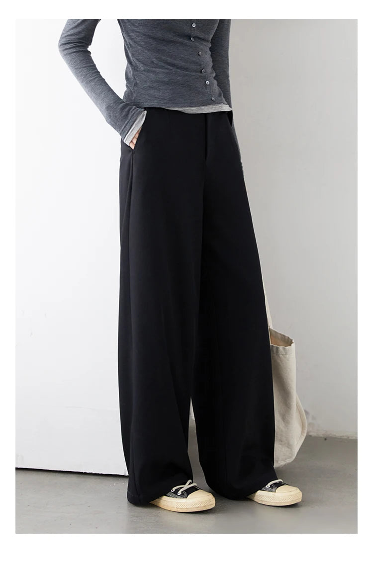 CHIC VEN Women Pants Solid Casual  Slim Straight Leg Suit Wide Leg Ladies Trousers Spring Autumn 2025 Clothing for Woman