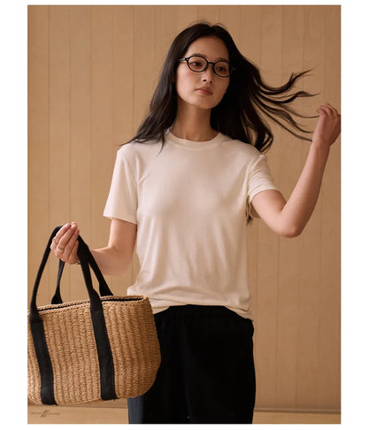 Women's Round-Neck T-Shirt – Slim-Fit Silky Base Top