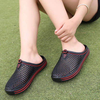 Summer Couple Breathable Half Slippers Men Outdoor Baotou Hole Sandals Beach Flip-flops Men's Casual Flip-flops Platform Sandals