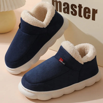Mens Plush Indoor Slippers - Soft Fluffy Cotton House Shoes