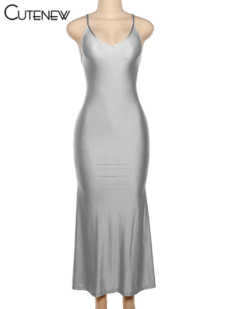 Red Spaghetti Strap Maxi Dress - Sexy Backless Ruched Body Shaping Dress Women