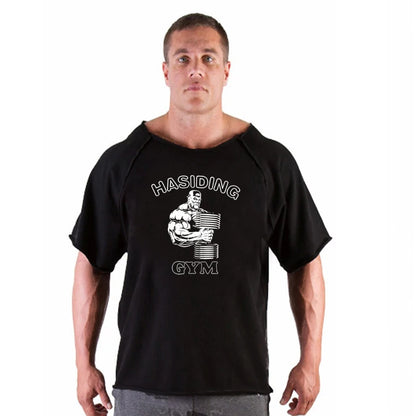 Men's T-shirt Men Running Sport T Shirt Men Loose Fitness Tops Tee Cotton Oversized Training Gym Sport Running Shirts Jersey