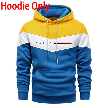 Paris Fashion Men's Hoodies Set Daily Casual Sports Hooded Sweatshirt and Jogger Pants Male Urban Trend Warm Pullover Tracksuit