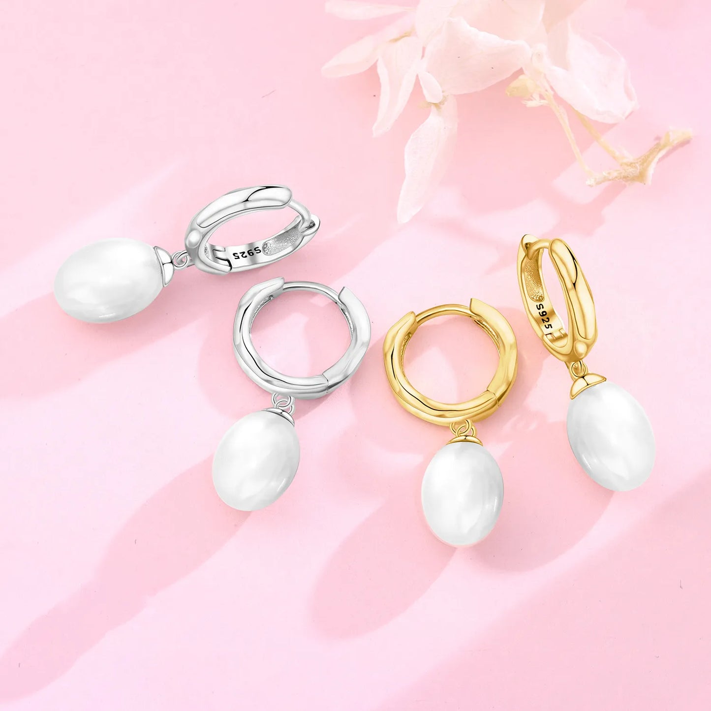 925 Sterling Silver Simple Pearl Earrings Jewelry Hoop Earrings Zircon Stud Earrings For Women Jewelry Fine Birthday Party Gifts