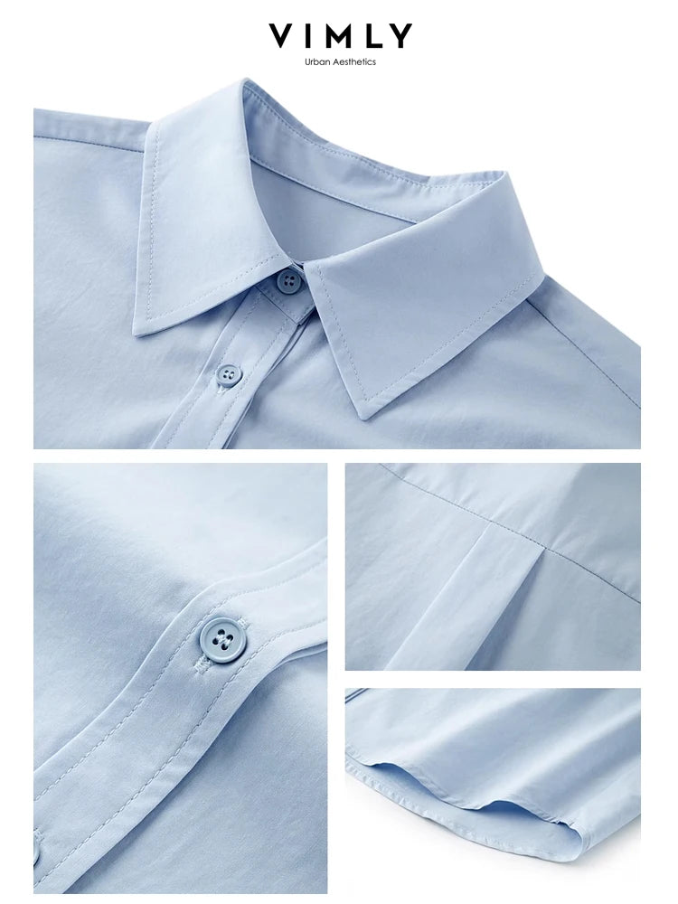 VIMLY Spring Formal Shirts Women 2026 Cotton Lyocell Button Up Shirts & Blouses Long Sleeve Top Office Wear for Woman M5889