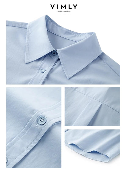 VIMLY Spring Formal Shirts Women 2026 Cotton Lyocell Button Up Shirts & Blouses Long Sleeve Top Office Wear for Woman M5889