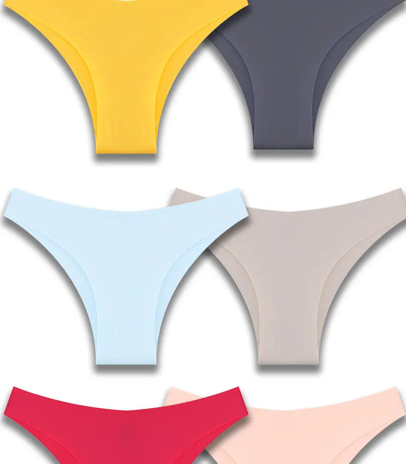FINETOO 5Pcs/Set Ice Silk Seamless Underwear Low Waisted Brazilian Pants Breathable High Elasticity Lingerie Intimates Panties