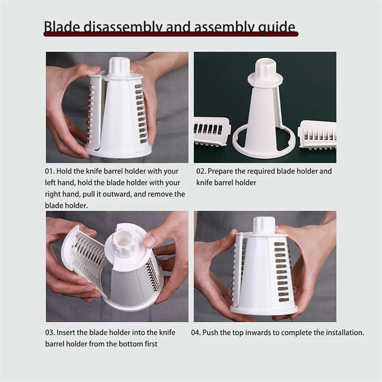5 in 1 Cheese Grater - Rotary Stainless Steel Kitchen Vegetable Slicer & Nut Chopper