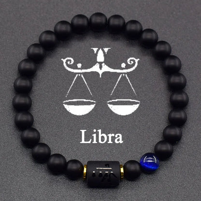 12 Zodiac Constellation Signs Bracelets for Men Women Real Natural Tiger Eye Stone Bead Bracelet Leo Taurus Charm Couple Jewelry