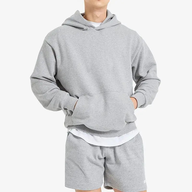American Retro Hooded Sweater Men's Autumn and Winter New Solid Color Simple Sports and Leisure Jumper Hoodie