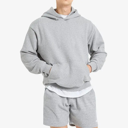 American Retro Hooded Sweater Men's Autumn and Winter New Solid Color Simple Sports and Leisure Jumper Hoodie