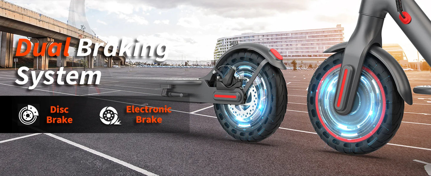 8.5inch Solid Tire Electric Scooter 10.5Ah 19mph Max Speed Smart APP Control 21miles Max Range Foldable E-Scooter for Adult