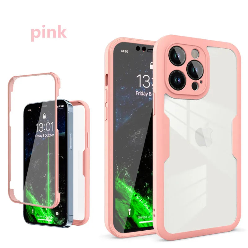 360 Full Body Front+Back Clear Protection Case For iPhone 17 16 Pro Max 13 14 15 Plus 11 12Pro Shell-membrane Shockproof Cover