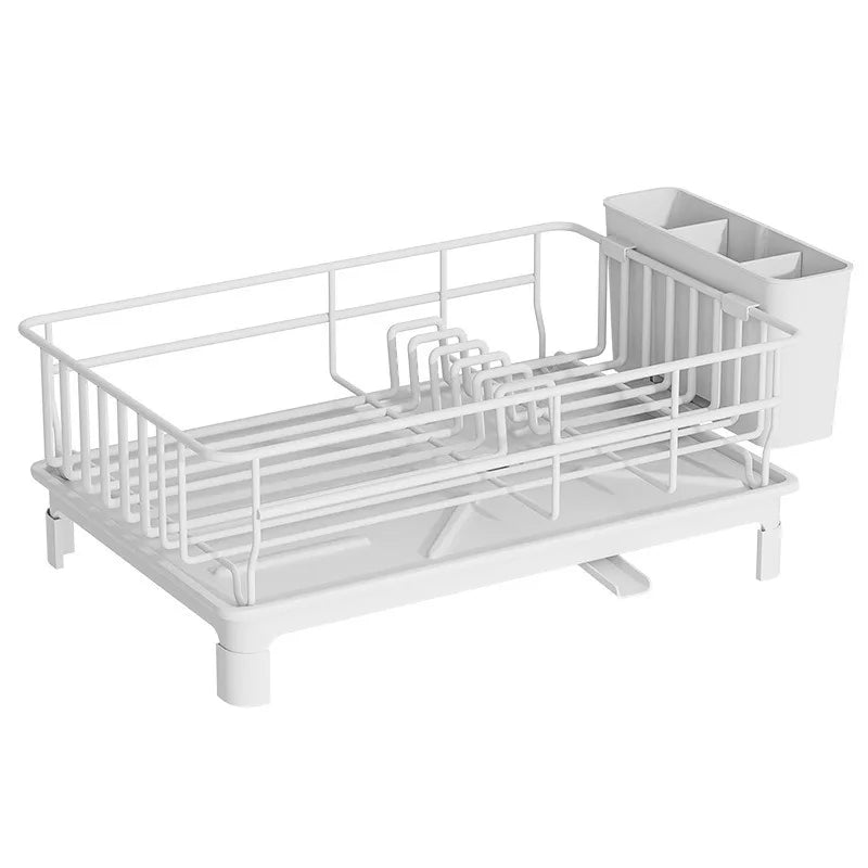Metal Dish Draining Rack,Cutlery Rack With Drain Tray and Drip Line,Cup Holder,Cutlery Holder,Kitchen Countertop Storage Rack