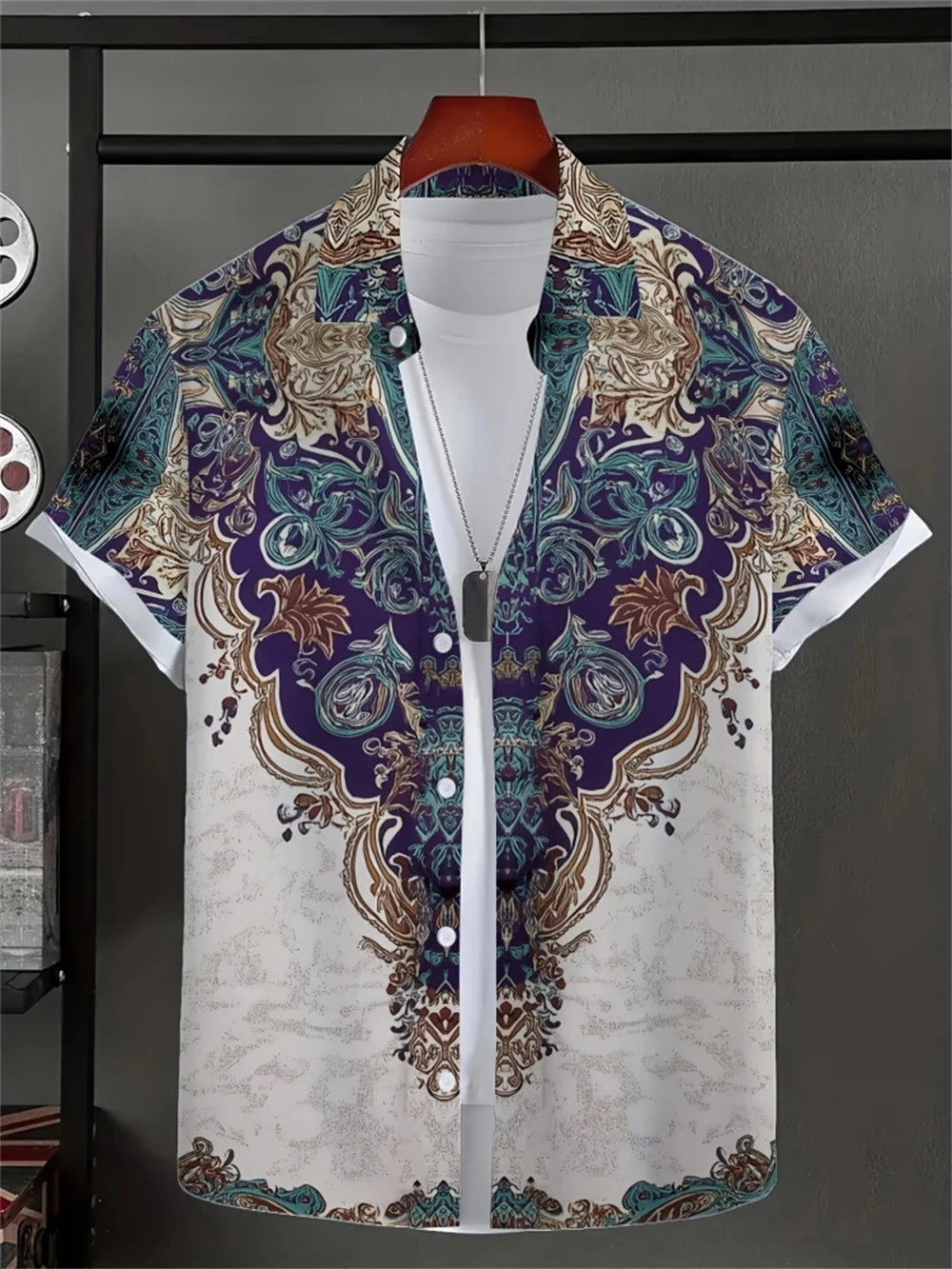 Simple Men's Shirt 3D Printed Retro Fashion Topshort Sleeve Beach Sweatshirt Street Hawaii Short Sleeved Shirt Men's Clothing
