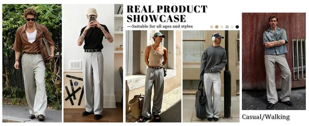 Mens Linen Casual Dress Pants Old Money Pleated Wide Leg Baggy Vintage Relaxed Fit Slacks Work Office Trousers
