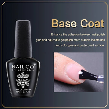 HEMATPO Free Top  Base Coat Nail Gel - 15ml Semi-Permanent Soak Off UVLED Varnish