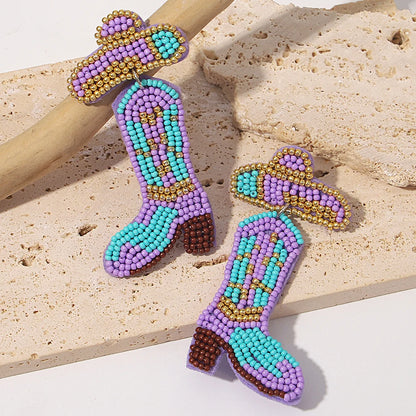 Bohemian Ocean Animal Earrings - Starfish Lobster Conch Seed Bead Drop Earrings for Women