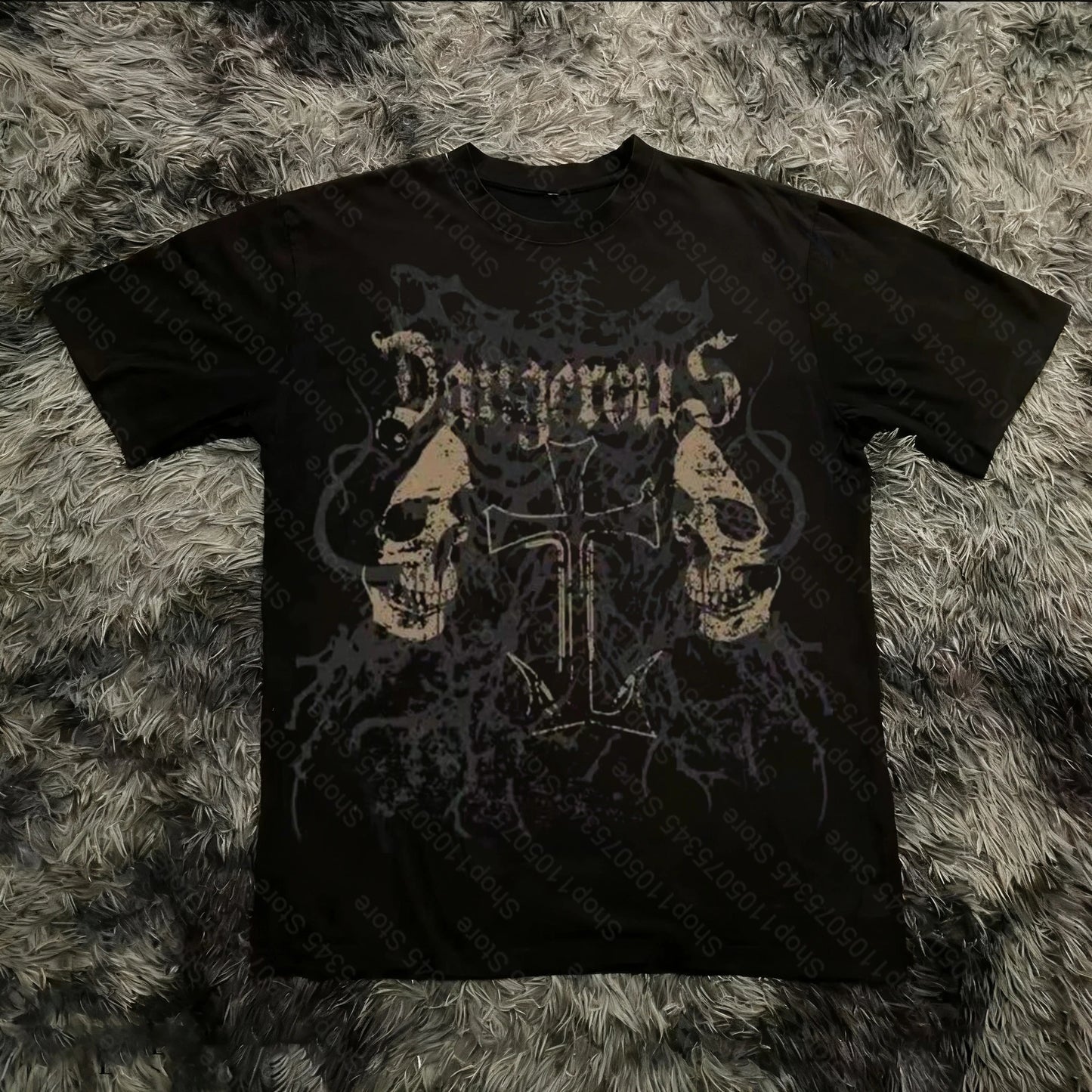 Summer Classic Y2K Gothic Style T-shirt Print Oversized T Shirt High Street Shirts Round Neck Cotton Tops Mens Women T Shirt Tee