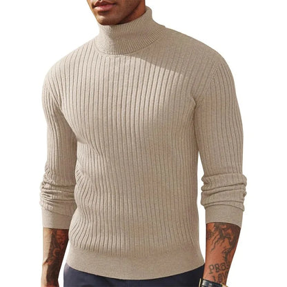 Autumn Men's Slim Fit Long Sleeve Turtleneck Sweater Casual Knitted Pullover Sweaters Outdoor Winter Warm Thick Heavyweight Top