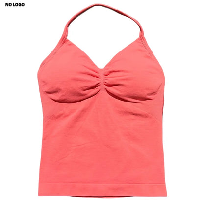 Women Yoga Vest - Longline Strappy Top | Breathable Fitness Tank Top Open Back Halter