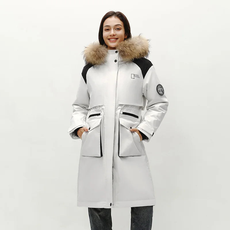 Women Goose Down Jacket | Waterproof Winter Coat with Thermal Insulation & Loose Fit Design