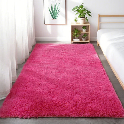 Shaggy Area Rug - Gray Long Pile Plush Carpet | Non Slip Bottom Floor Mat