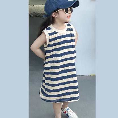 1pcs Summer Chldren Boy Stripe Short Sleeve Tops+Shorts Set Girl Sleeveless Vest Skirt Kids Toddler Fashion Leisure Clothes Set