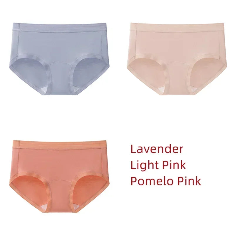3Pcs Modal Women's Panties Lengthened Inner Crotch Female Briefs Underwear Underpants M-XXL 7A Level Antibacterial Sexy Soft Fit