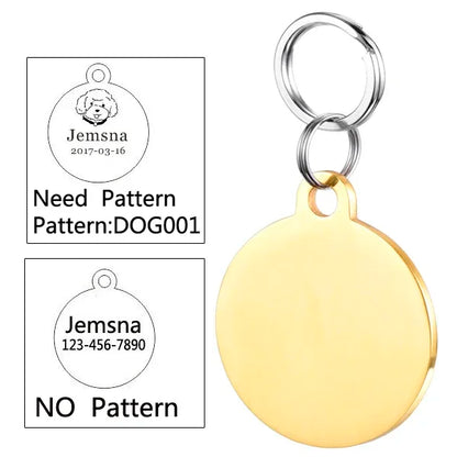 Dog ID Tag Free Engraving Name Tel Cat Collar Harness Pendant Clothes Accessories For Pet Custom Puppy Kitten Leash Pet Supplies